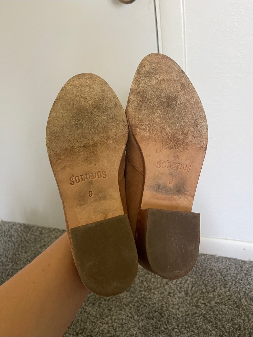 Soludos Cognac Suede leather Slip-On healed Loafers size 9 classic - Picture 9 of 9
